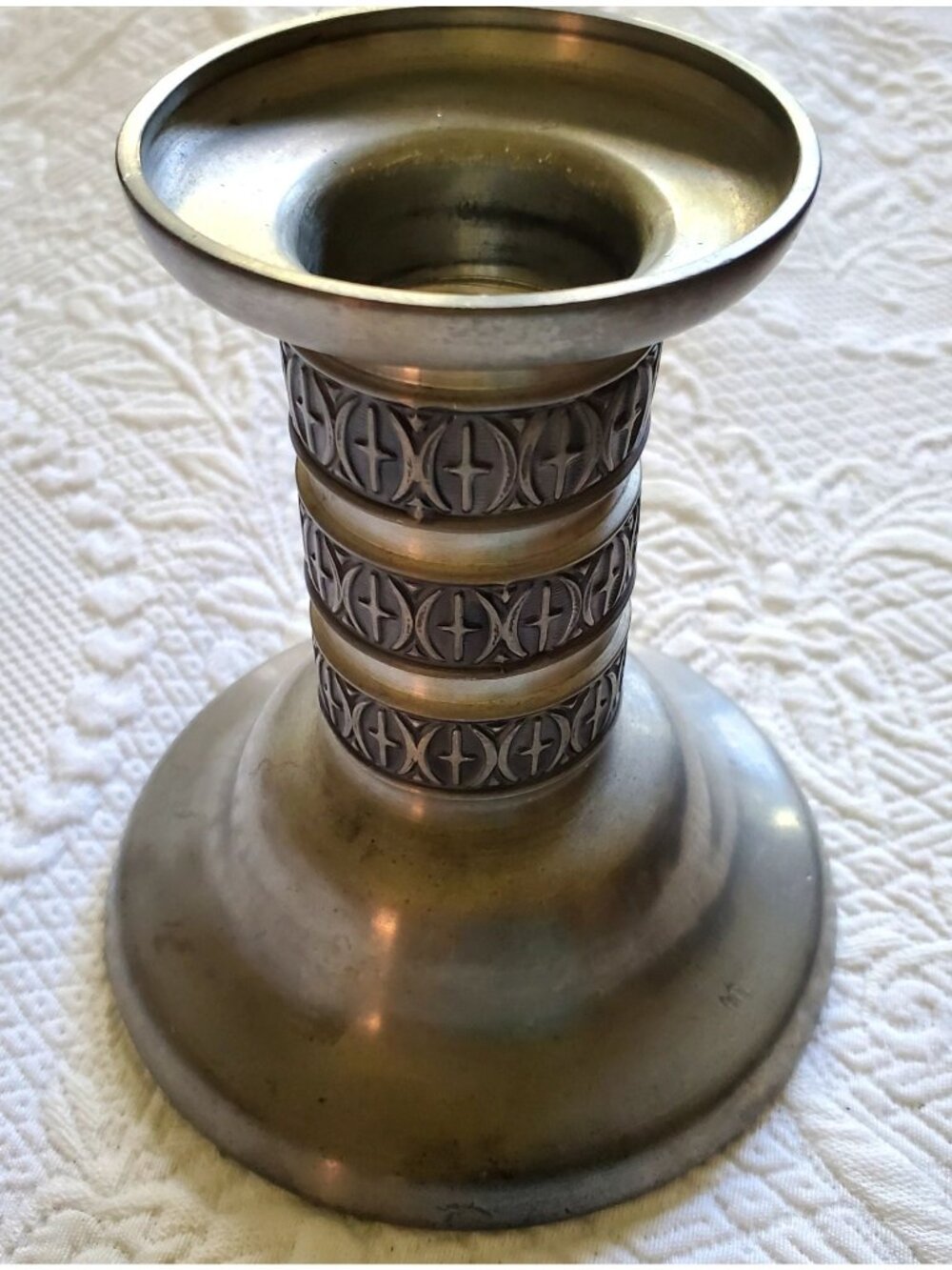 Vtg Haugrud Norwegian Pewter scandinavian 7x6" base candle holder